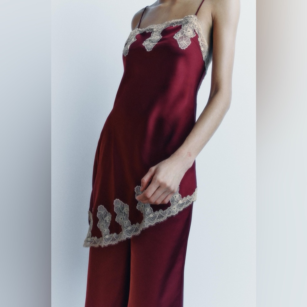 ZARA ~ Satin Lace asymmetric Slip Dress - Picture 10 of 13